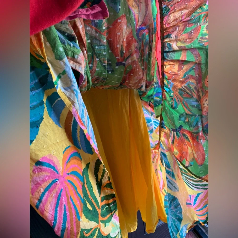 Vibrant Farm Rio by Anthropologie Palm wrap maxi dress - 100% Cotton. - Picture 11 of 16